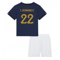 Francúzsko Theo Hernandez #22 Domáci Detský futbalový dres MS 2022 Krátky Rukáv (+ trenírky)